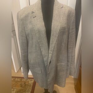 Lauren Ralph Lauren Navy Blue and Cream/White Linen Blazer